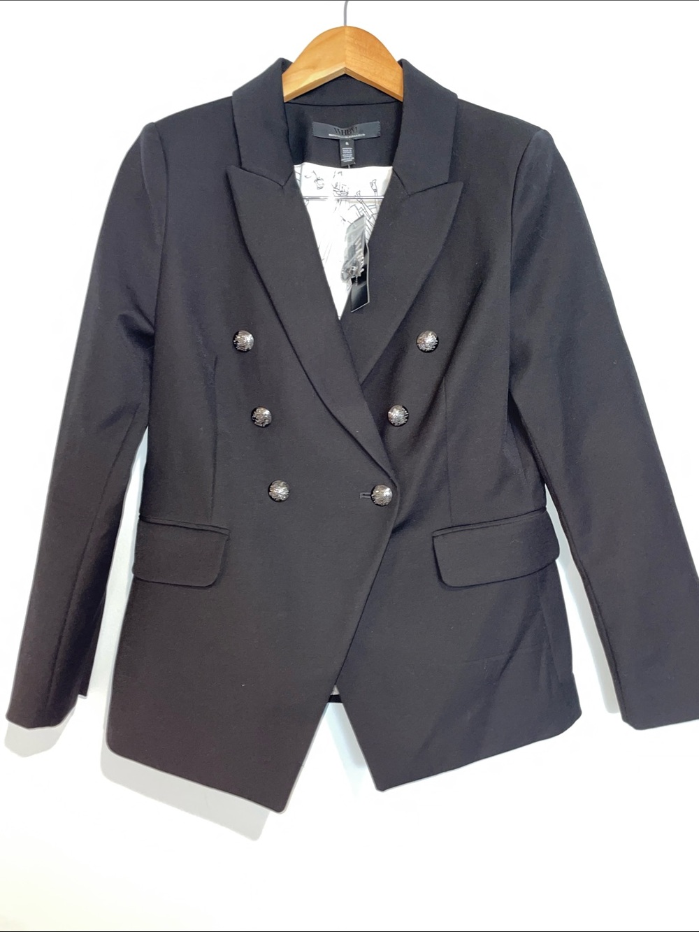 White House Black Market Black Double-Breasted Blazer NWT sz8